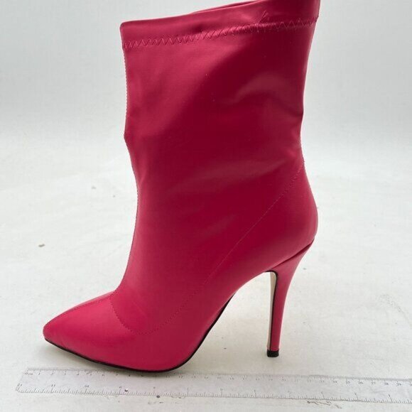 Pink Pointed Toe Ankle Boots Stiletto Block Side Zipper Booties Formal Shoes - Picture 1 of 7